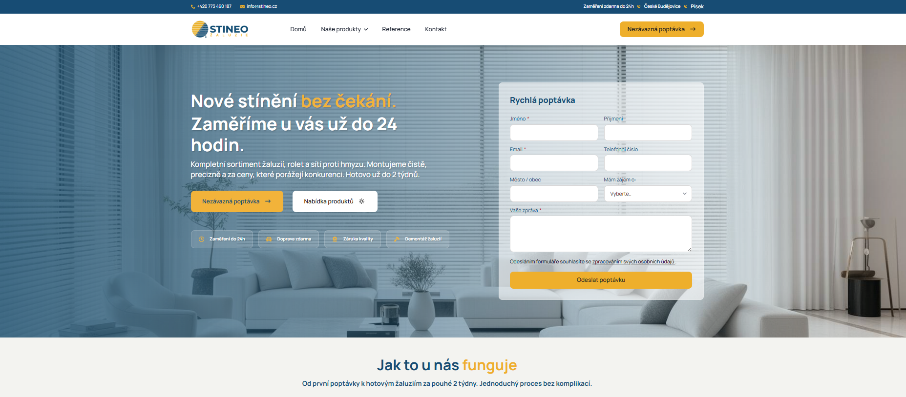 Firemní web — stínící technika